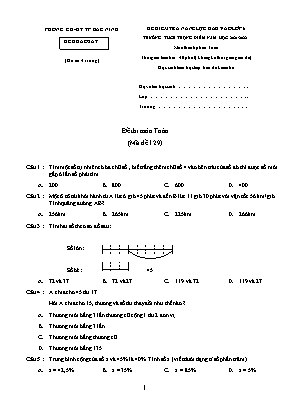 Đề kiểm tra năng lực đầu vào môn Toán Lớp 6 - Mã đề 129 - Năm học 2021-2022 - Phòng giáo dục và đào tạo Bắc Ninh